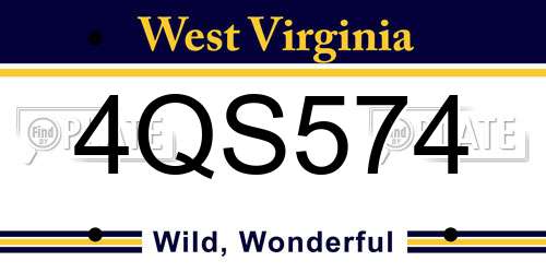 4QS574 West Virginia License Plate