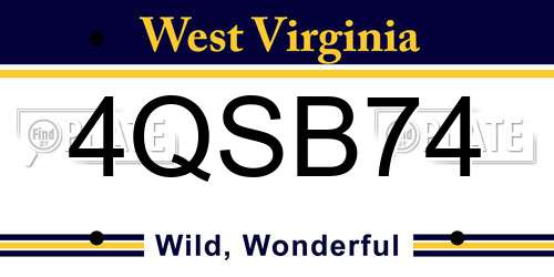 4QSB74 West Virginia License Plate