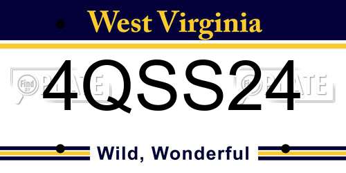 4QSS24 West Virginia License Plate