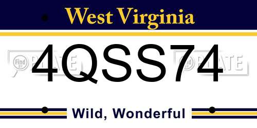 4QSS74 West Virginia License Plate