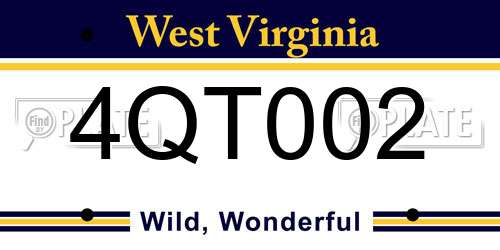 4QT002 West Virginia License Plate