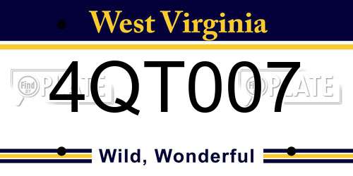4QT007 West Virginia License Plate