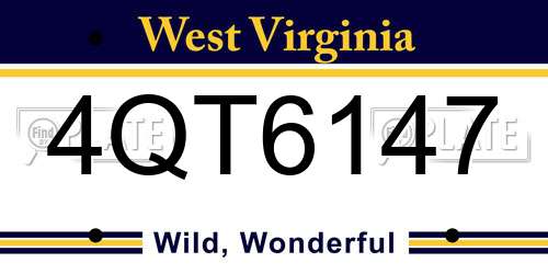 4QT6147 West Virginia License Plate