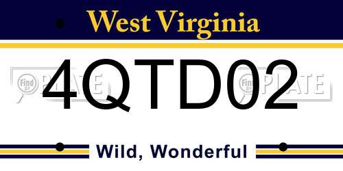 4QTD02 West Virginia License Plate
