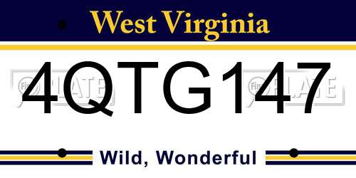 4QTG147 West Virginia License Plate