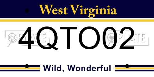 4QTO02 West Virginia License Plate