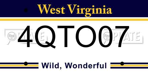 4QTO07 West Virginia License Plate