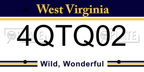 4QTQ02 West Virginia License Plate