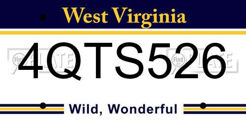 4QTS526 West Virginia License Plate