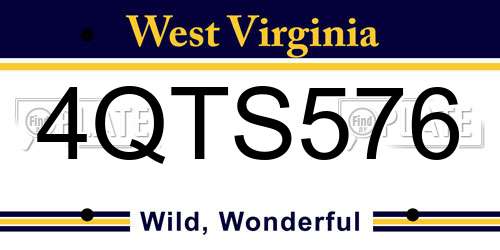 4QTS576 West Virginia License Plate