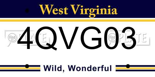 4QVG03 West Virginia License Plate