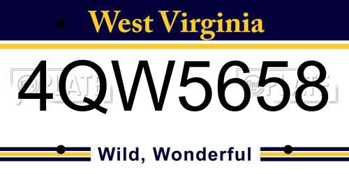 4QW5658 West Virginia License Plate