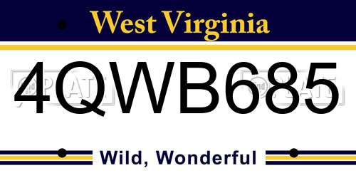 4QWB685 West Virginia License Plate