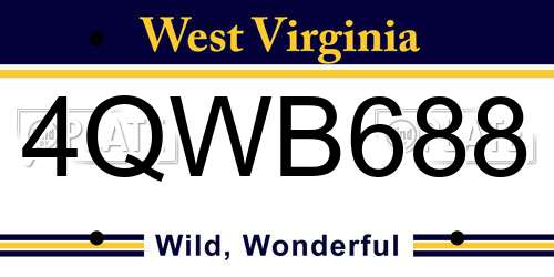 4QWB688 West Virginia License Plate