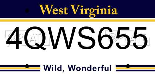 4QWS655 West Virginia License Plate