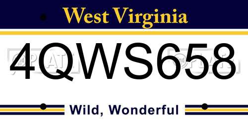 4QWS658 West Virginia License Plate
