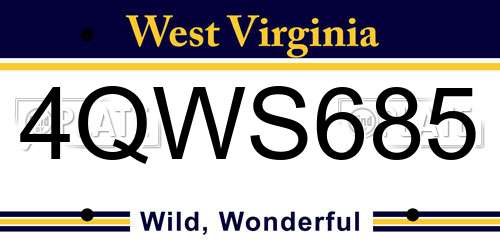 4QWS685 West Virginia License Plate