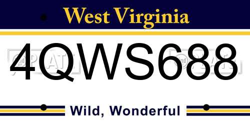 4QWS688 West Virginia License Plate