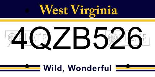 4QZB526 West Virginia License Plate