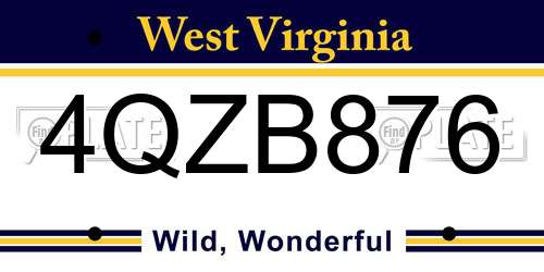 4QZB876 West Virginia License Plate