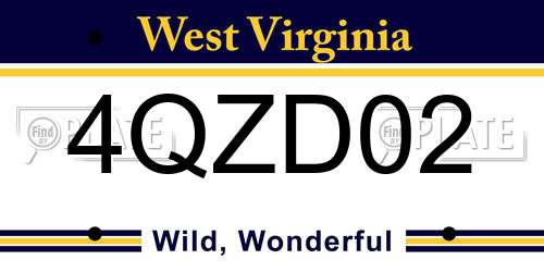 4QZD02 West Virginia License Plate