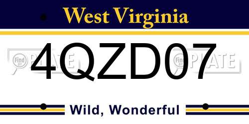 4QZD07 West Virginia License Plate