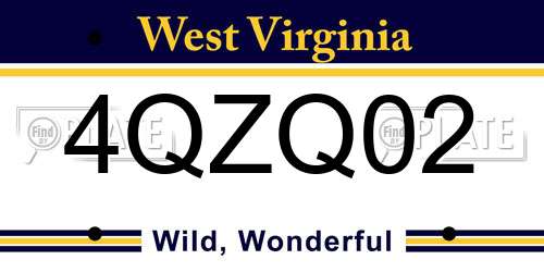 4QZQ02 West Virginia License Plate
