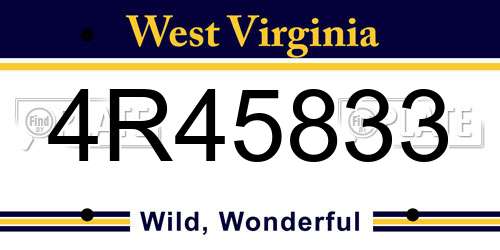 4R45833 West Virginia License Plate