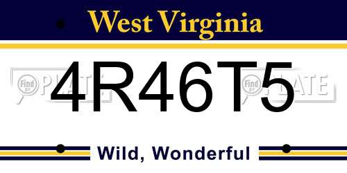 4R46T5 West Virginia License Plate
