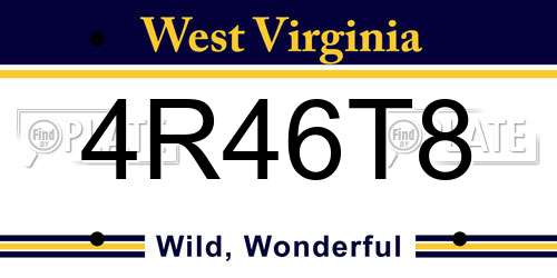4R46T8 West Virginia License Plate