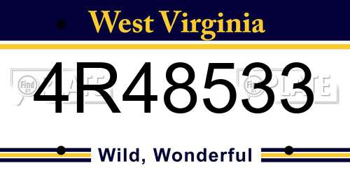 4R48533 West Virginia License Plate