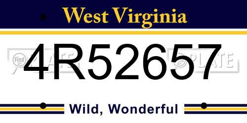 4R52657 West Virginia License Plate