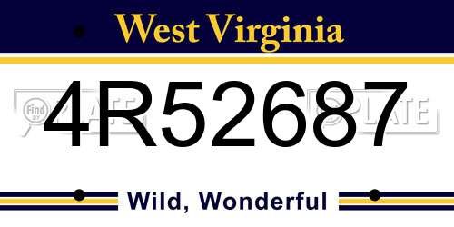 4R52687 West Virginia License Plate