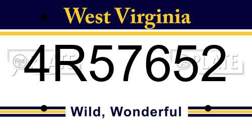 4R57652 West Virginia License Plate