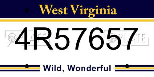 4R57657 West Virginia License Plate
