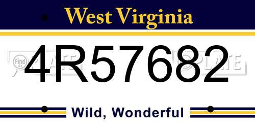 4R57682 West Virginia License Plate