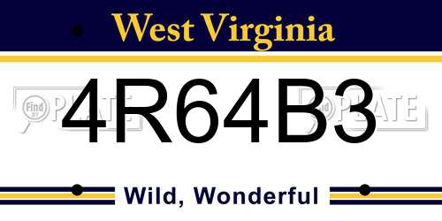 4R64B3 West Virginia License Plate
