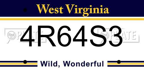 4R64S3 West Virginia License Plate