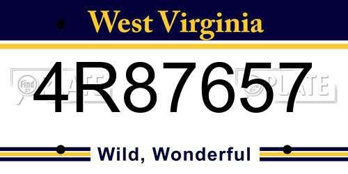 4R87657 West Virginia License Plate