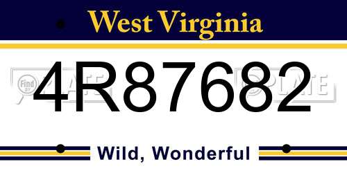 4R87682 West Virginia License Plate