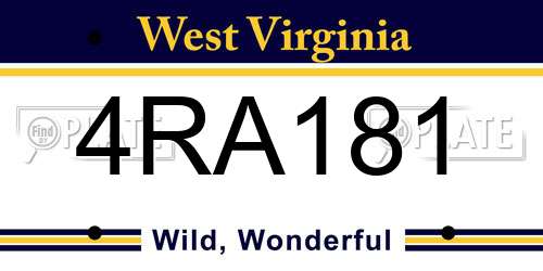 4RA181 West Virginia License Plate