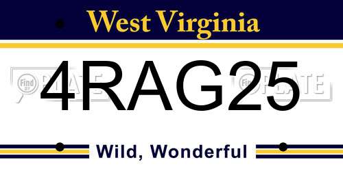 4RAG25 West Virginia License Plate