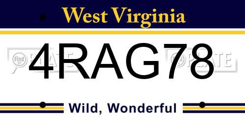 4RAG78 West Virginia License Plate