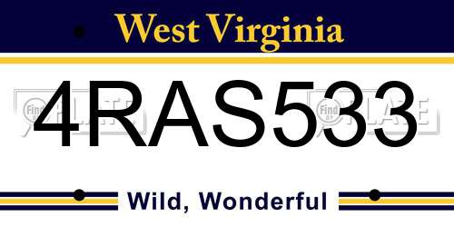 4RAS533 West Virginia License Plate