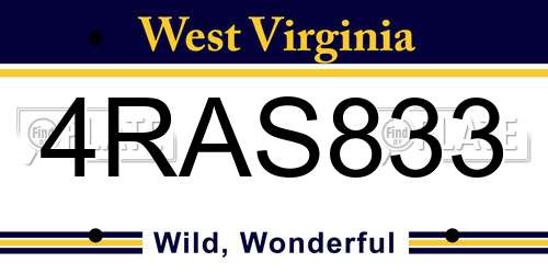 4RAS833 West Virginia License Plate