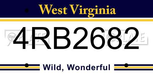 4RB2682 West Virginia License Plate