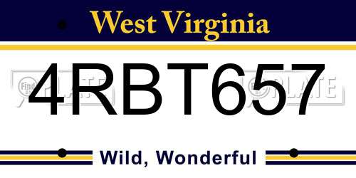 4RBT657 West Virginia License Plate