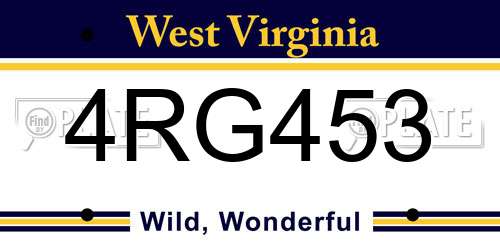 4RG453 West Virginia License Plate
