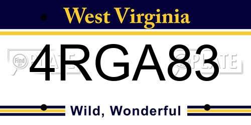 4RGA83 West Virginia License Plate