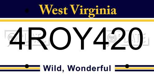 4ROY420 West Virginia License Plate